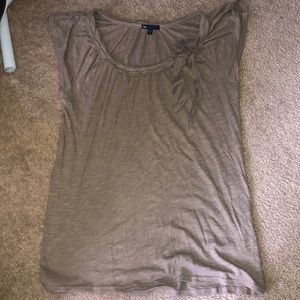 tan flowy shirt with designed collar